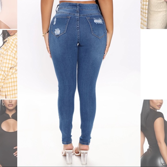 Mid Rise Skinny Jeans - Medium Blue Wash - Picture 2 of 2